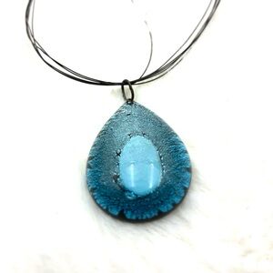 Elegant Blue Teardrop Murano Glass Pendant Necklace